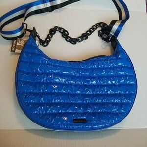 BCBGeneration Blue Puffer Crossbody Bag Royal Blue Puffy 2-in-1 Hobo Handbag New